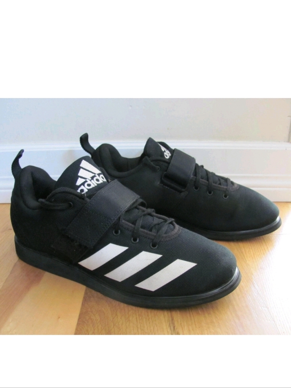 adidas POWERLIFTING Black Sneakers with White Stripes SIZE 12